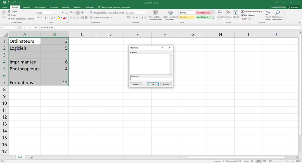 feuille excel