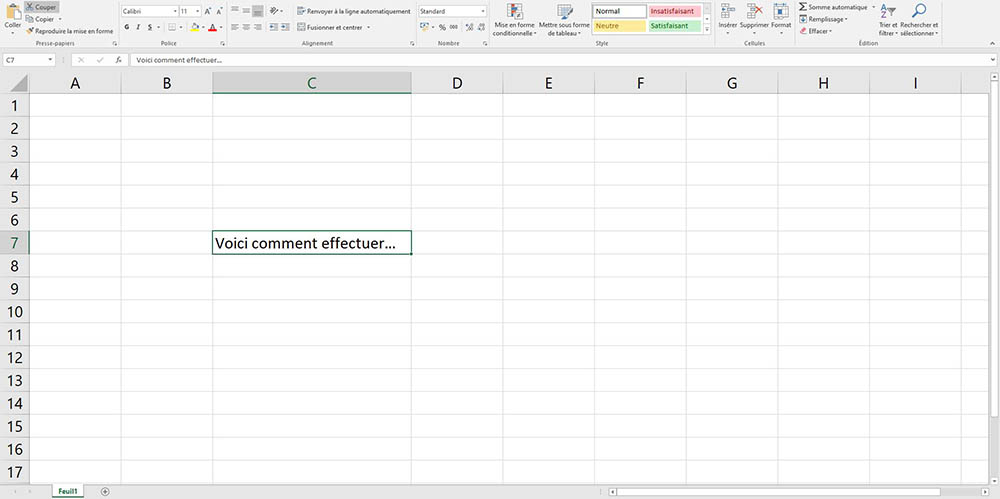Cliquez sur une cellule Excel